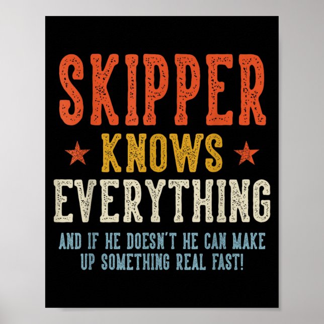 Póster Skipper sabe todo el día del padre retro (Frente)