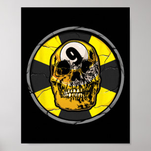Póster Skull Billiards Snooker Billiard 9 Ll Player Cue S