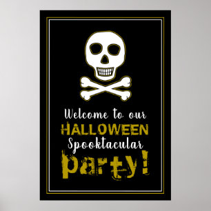 Póster Skull & Bones, Signo de bienvenida de Halloween Go