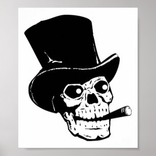 Póster Skull con sombrero superior