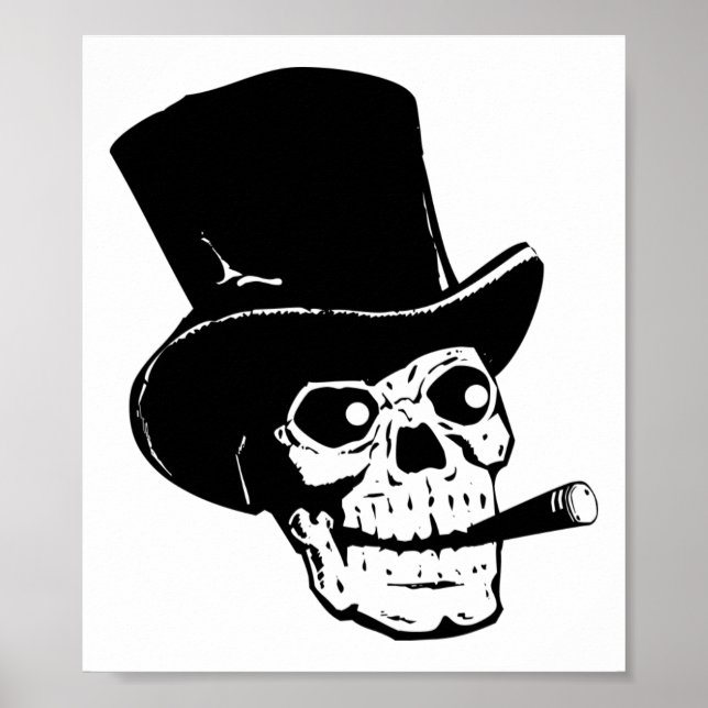 Póster Skull con sombrero superior (Frente)