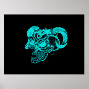 Póster Skull Devil Head Black and Green Design