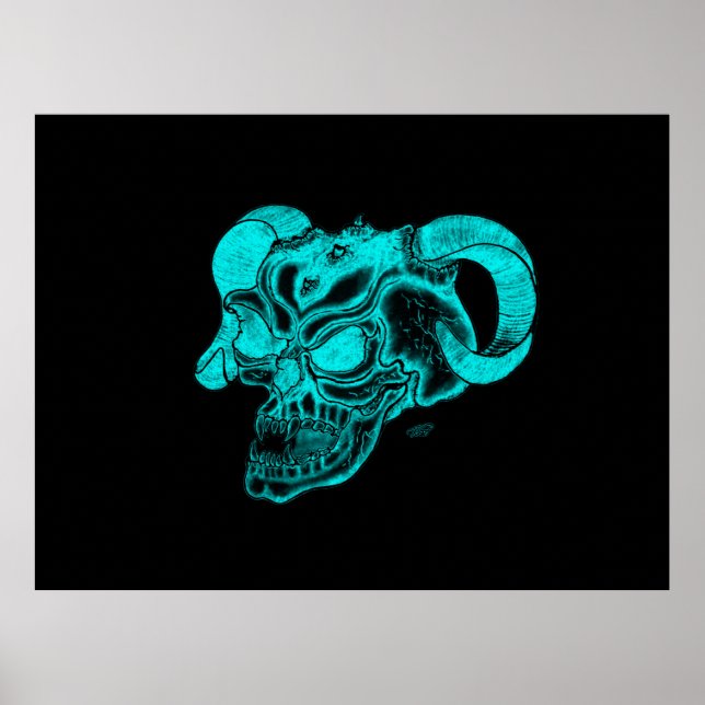 Póster Skull Devil Head Black and Green Design (Frente)