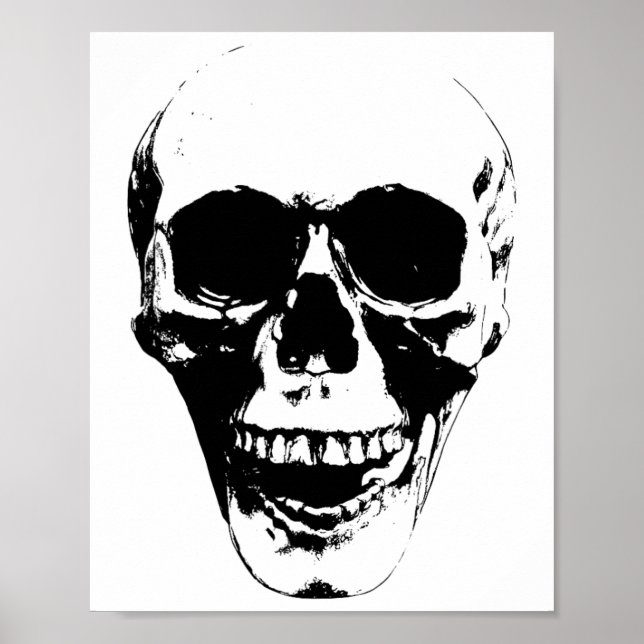 Póster Skull Face Silhouette Grunge Rock Grave Hallowee (Frente)