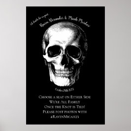 Póster Skull Gothic Halloween Boda Ceremonia Rótulo