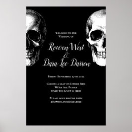 Póster Skull Gothic Halloween Wedding Ceremony Sign