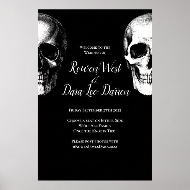 Póster Skull Gothic Halloween Wedding Ceremony Sign (Frente)