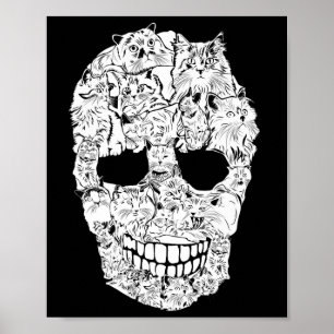 Póster Skull Kitty Skeleton Halloween Costume Scary Cat S