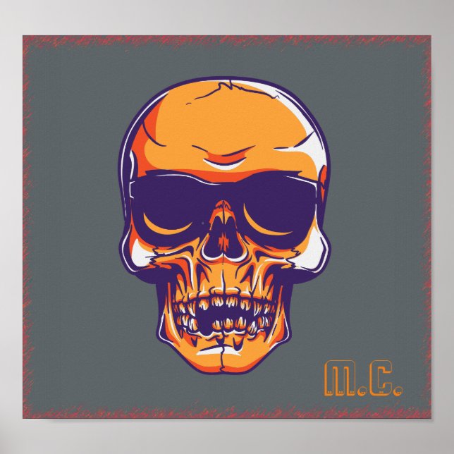 Póster Skull M.C. Biker Eerie Naranja (Frente)