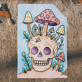 Póster Skull & Mushrooms Poster de Colores para Adultos