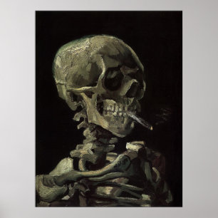 Póster Skull of a Skeleton with Burning Cigarette