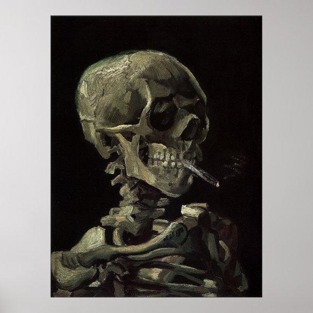 Póster Skull of a Skeleton with Burning Cigarette (Frente)