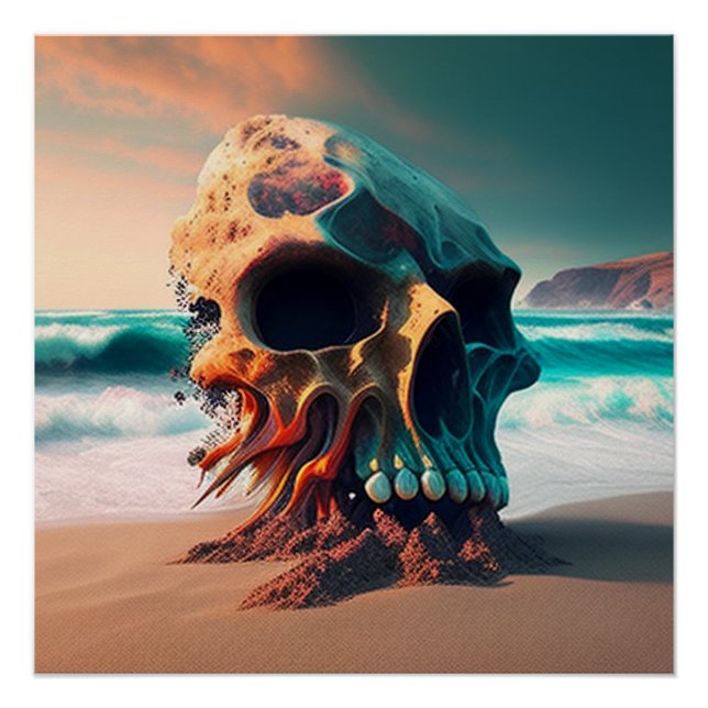 Póster Skull on the beach (Anverso)