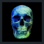 Póster Skull Pop Art Blue Black<br><div class="desc">Fantasy Art Skull Skeleton - Blue & Purple Tones Heavy Metal Punk Rock College Pop Art Image</div>