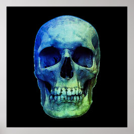 Póster Skull Pop Art Blue Black