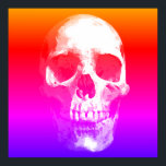 Póster Skull Pop Art Rojo Azul Rosa<br><div class="desc">Skeleton de arte fantasmal - tonos azules y morados Punk fuerte Metalizado Rock College Imagen de arte pop</div>