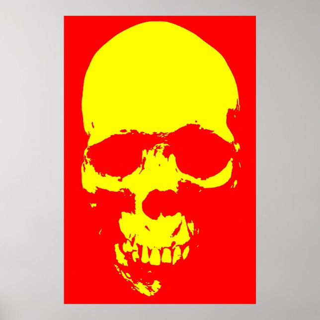 Póster Skull Pop Art Rojo y Amarillo (Frente)