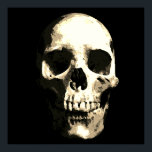 Póster Skull Pop Art Sepia Color<br><div class="desc">Skeleton de arte fantasmal - tonos azules y morados Punk fuerte Metalizado Rock College Imagen de arte pop</div>