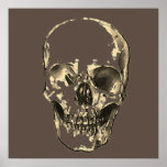 Póster Skull Pop Art Sepia Retro<br><div class="desc">Skeleton de arte fantasmal - tonos azules y morados Punk fuerte Metalizado Rock College Imagen de arte pop</div>