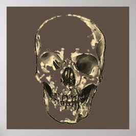 Póster Skull Pop Art Sepia Retro