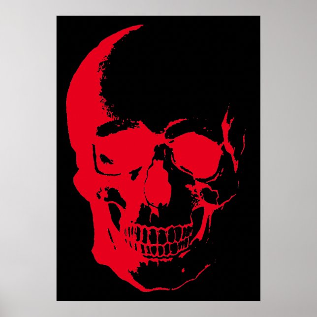 Póster Skull Red Black Heavy Rock Metalizado Fantasy Art (Frente)