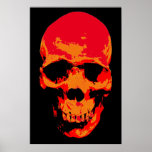 Póster Skull Red Black Pop Art<br><div class="desc">Impresión Poster de arte fantasmal - Punk Metalizado negro y rojo fuerte - arte pop</div>