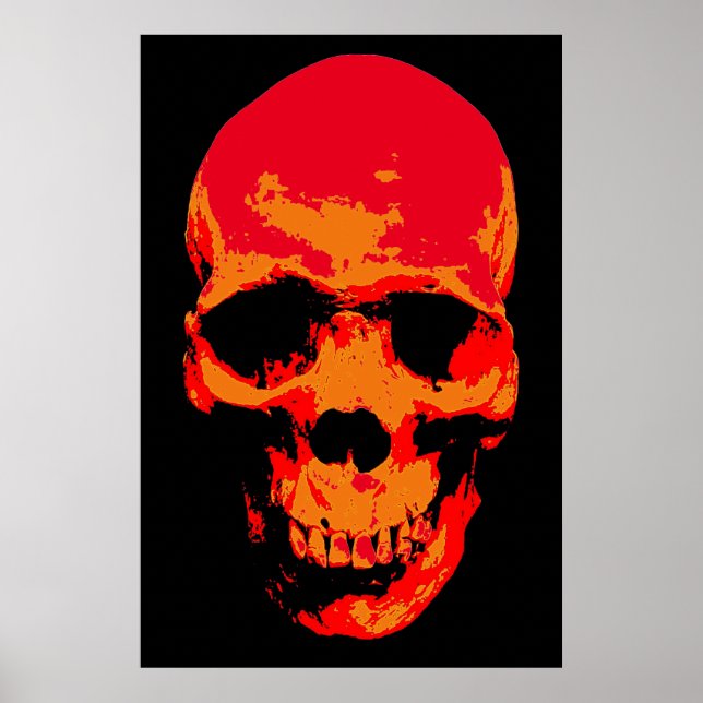 Póster Skull Red Black Pop Art (Frente)