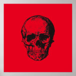 Póster Skull Red Pop Art<br><div class="desc">Pintura de arte digital de cráneo con estilo de arte pop</div>