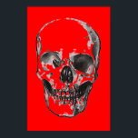 Póster Skull Red Pop Art<br><div class="desc">Poster de Skeleton de arte fantasmal - Arte pop del colegio de rock Metalizado negro y blanco</div>