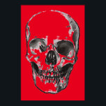Póster Skull Red Pop Art<br><div class="desc">Poster de cráneo de arte fantasmal - Punk Metalizado rojo fuerte - arte pop</div>