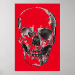 Póster Skull Red Pop Art<br><div class="desc">Poster de cráneo de arte fantasmal - Punk Metalizado rojo fuerte - arte pop</div>