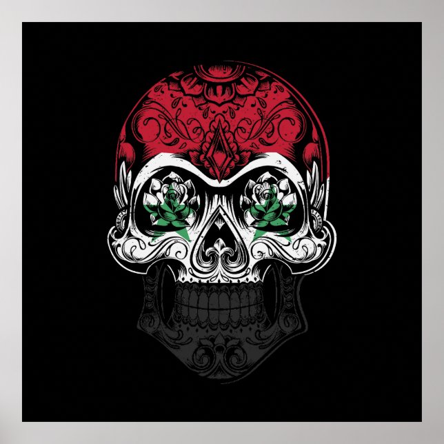 Póster Skull Sirio Y Bandera De Los Rosas (Frente)