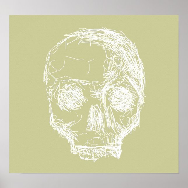 Póster Skull Sketch. Blanca. (Frente)