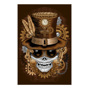 Póster Skull Steampunk Voodoo Retro Machine