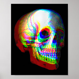 Póster Skull Trippy Vaporwave Halloween Techno Rave Edm M