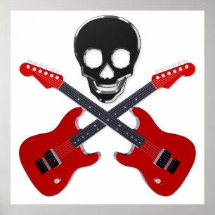 Póster Skull y las guitarras cruzadas