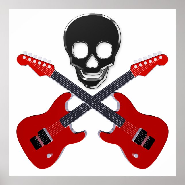 Póster Skull y las guitarras cruzadas (Frente)
