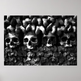 Póster Skulls - París Catacumbas, versión en blanco y neg