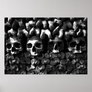 Póster Skulls - París Catacumbas, versión en blanco y neg
