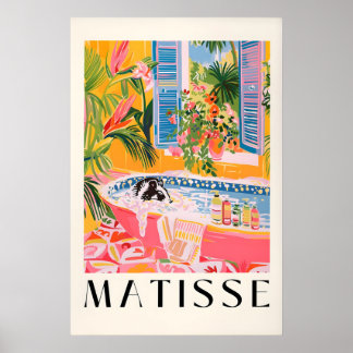 Póster Skunk in Bathtub Art Print Mid-Century Pink