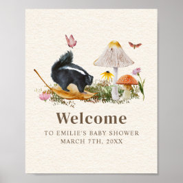 Póster Skunk Little Stinker Chica Baby Shower Floral