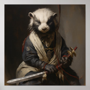 Póster Skunk Samurai - Majestuoso Poster de Realismo de B