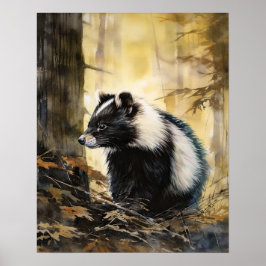 Póster Skunk Woodland Animal Art Print Poster