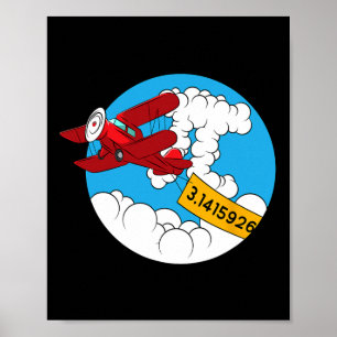 Póster Sky Airplane Funny Maths Nerthday Gift Pi Day
