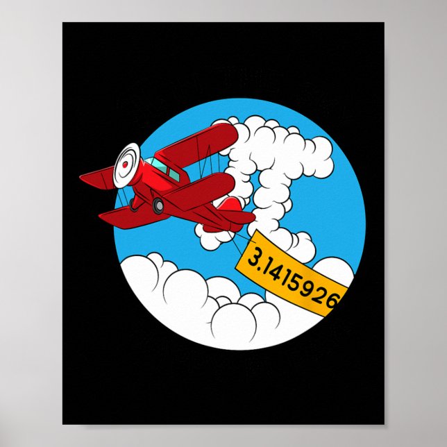 Póster Sky Airplane Funny Maths Nerthday Gift Pi Day (Frente)