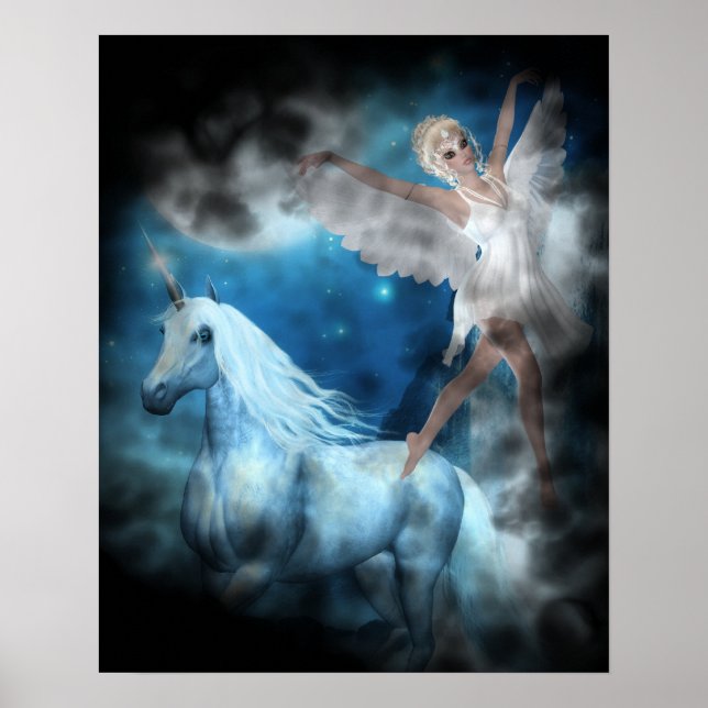 Póster Sky Faerie Aspárrs y Unicorn Vignette (Frente)