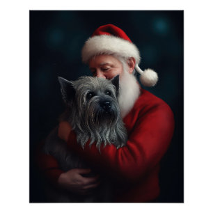 Póster Skye Terrier Con Navidades festivos de Santa Claus