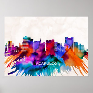 Póster Skyline Acapulco