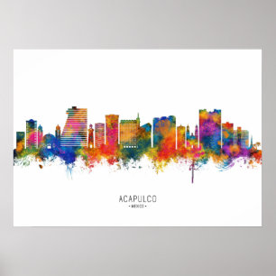 Póster Skyline Acapulco México