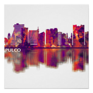 Póster Skyline Acapulco México